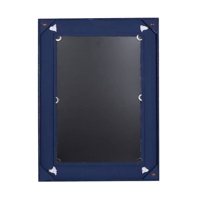 Wood Wall Mirror with Knotted Rope - Blue - Roche River Decor - 2"W x 23"L x 31"H