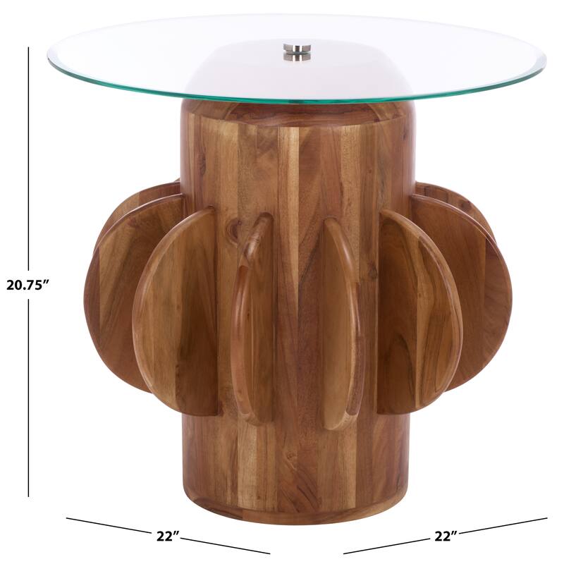 SAFAVIEH Home Marata Glass Side Table - 22"W x 22"D x 21"H