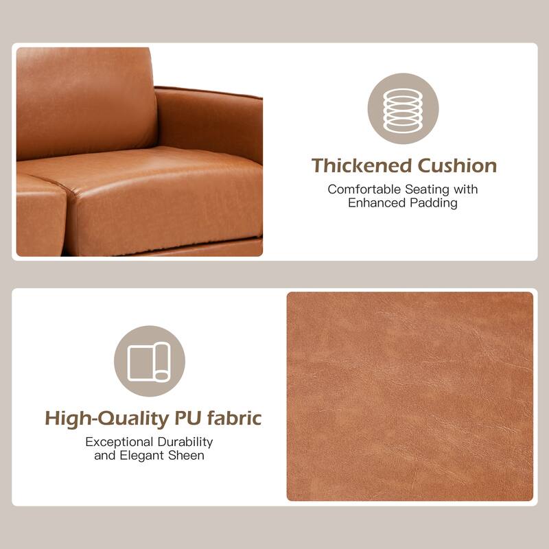 Modern double sofa for small spaces with storage, 2 soft cushions