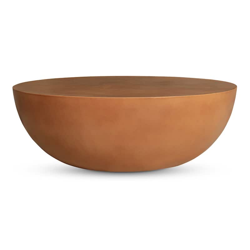 Aurelle Home Ina Modern Smooth Drum Coffee Table - Terracotta