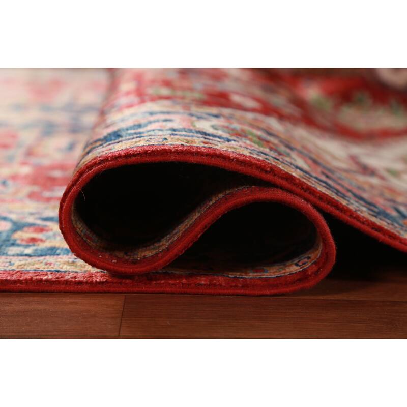 Vegetable Dye Red Heriz Serapi Oriental Area Rug Handmade Wool Carpet - 5'6"x 7'11"