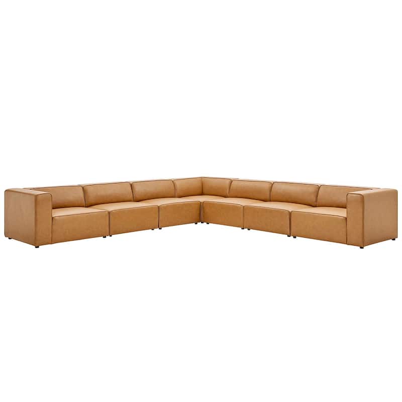 Mingle Vegan Leather 7-Piece Sectional Sofa - Tan