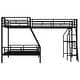 preview thumbnail 8 of 15, Twin Over Full Bunk Bed with Attached Twin Loft Bed and Desk, Sturdy Metal Frame, Guardrails and Built-in Ladder, Black