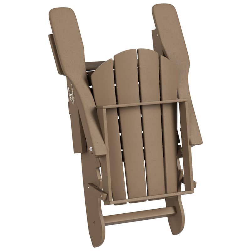 Polytrends Laguna Hdpe All Weather Outdoor Patio Foldable Adirondack Chairs With Side Table (3-Piece Set)