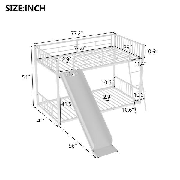 White Twin over Twin Metal Bunk Bed with Slide and Ladder - Bed Bath ...