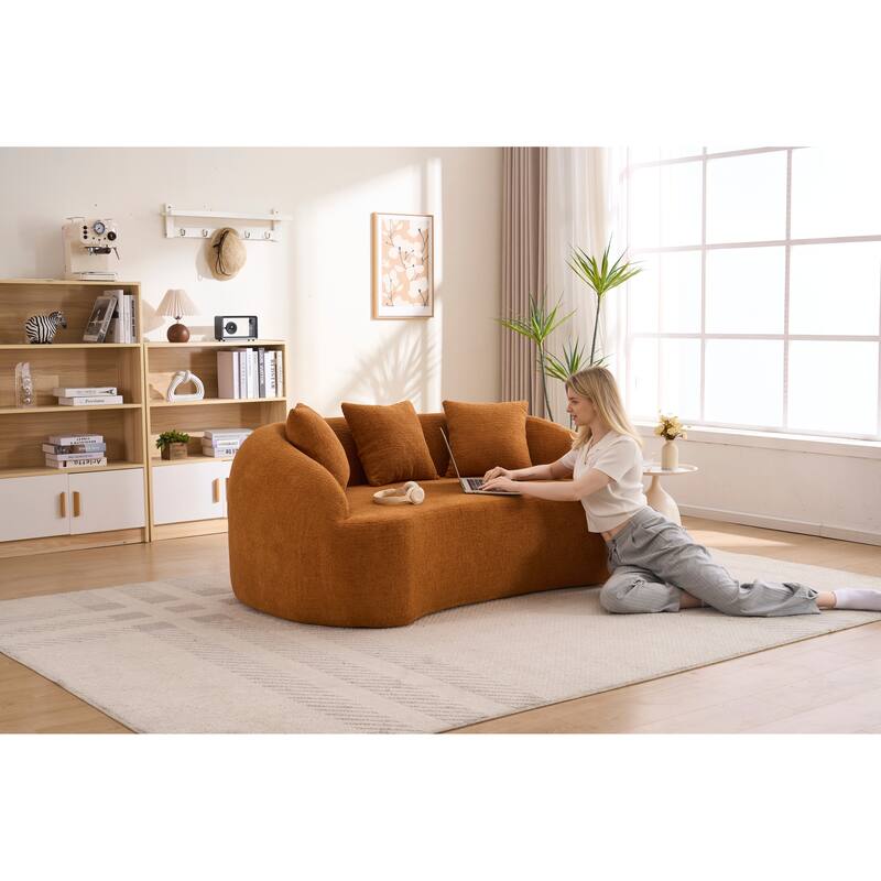 LY-049S Curved Modern Boneless Sofa Loveseat, Backrest Upgrade