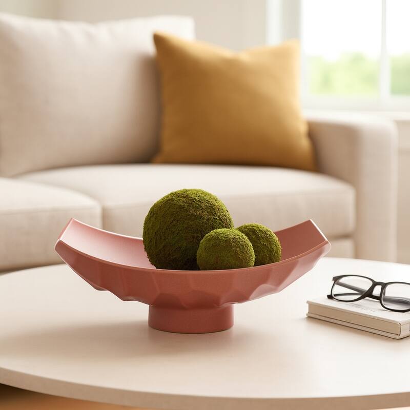 Ceramic Porcelain Modern Decorative Tray - Red, 17" - 17.0"