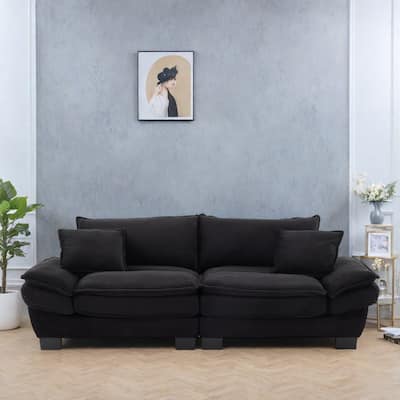 65.5" Upholstered 3-Seater Sofa Couch with Two Pillows and Sturdy Construction