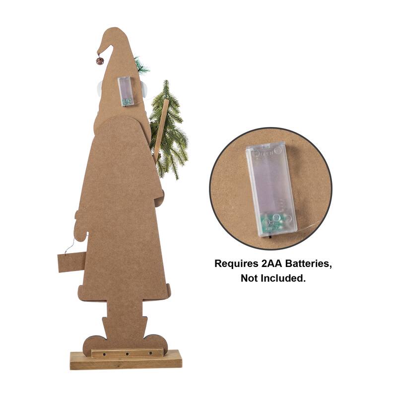 Glitzhome 35.75"H Lighted Wooden Africa Santa Porch Decor with Timer - Multi