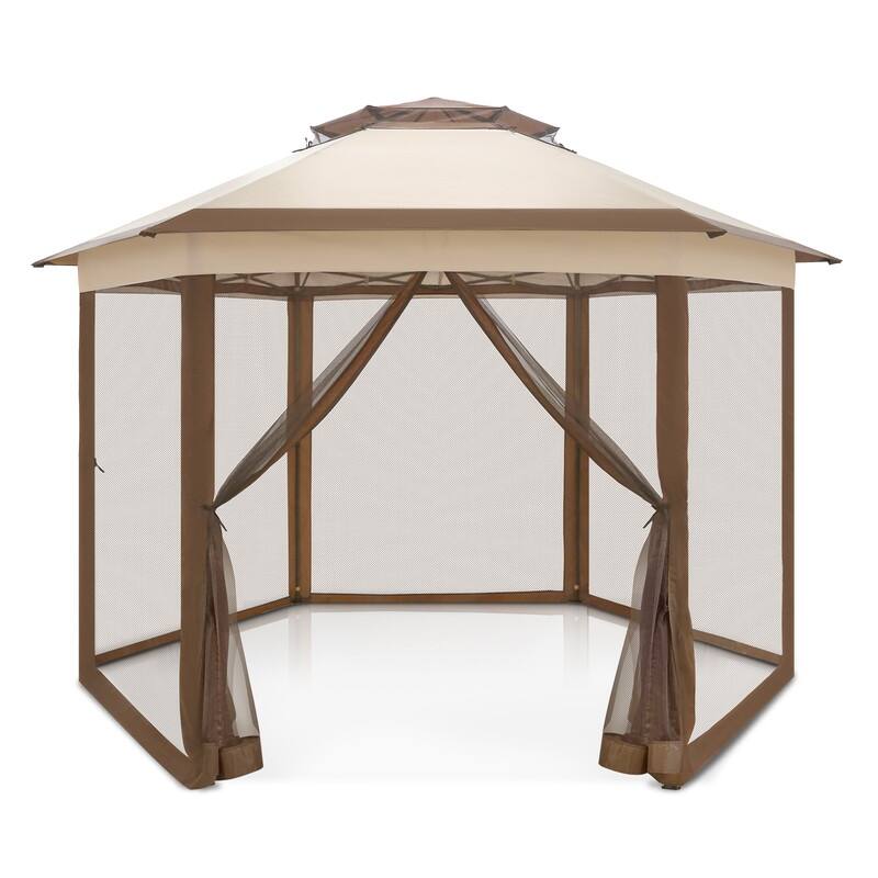 EAGLE PEAK 11x11 Pop Up Gazebo with Mesh Netting, Easy Up Screened Canopy