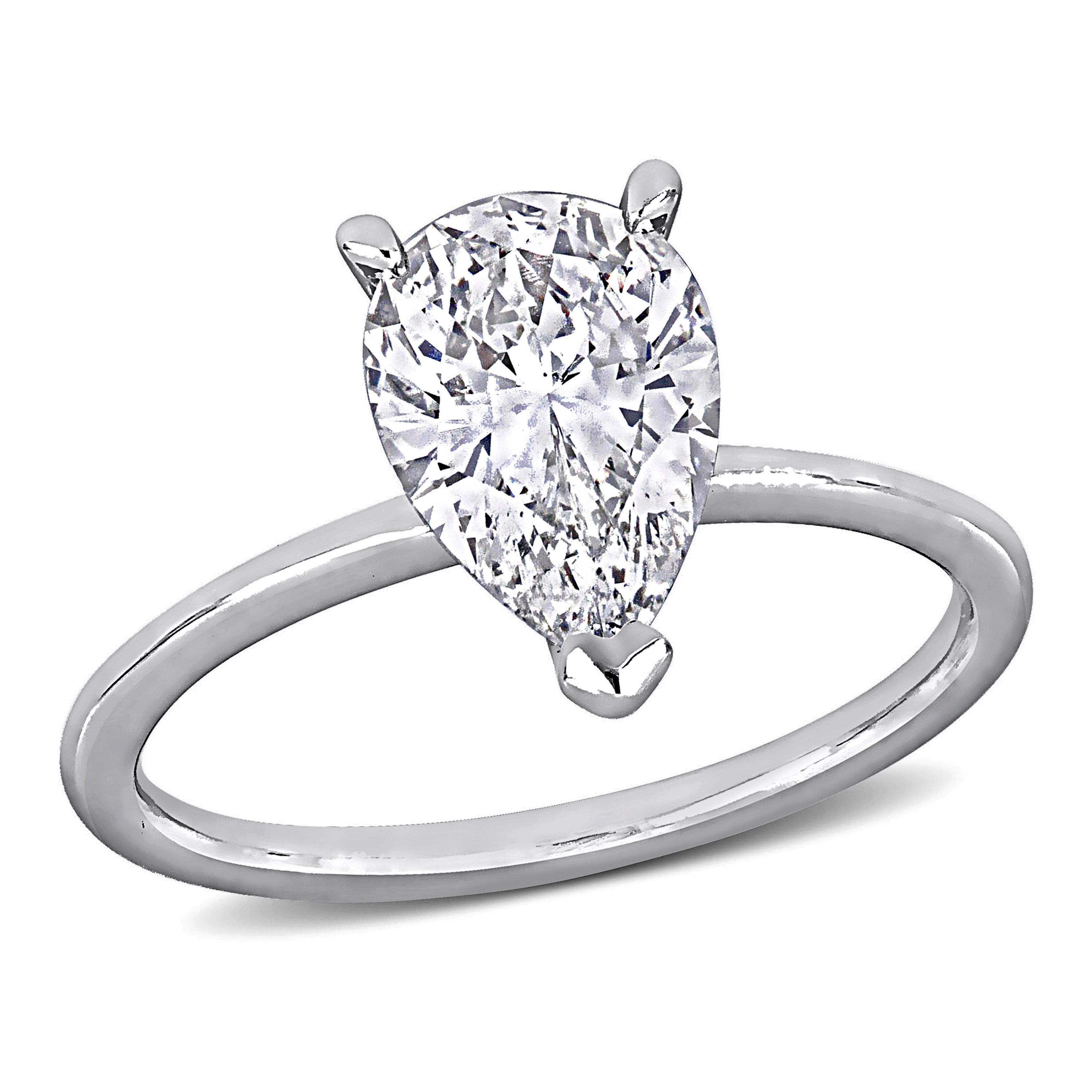 Miadora 2ct TDW Pear Shape Certified Diamond Solitaire Engagement Ring in 14k White Gold