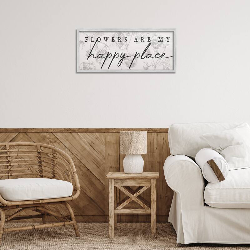 Stupell Flowers Are Happy Place Framed Giclee Art Design By Lil' Rue