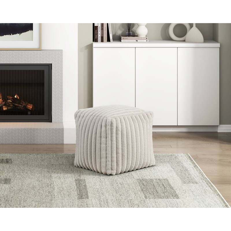 Square Pouf Plush Corduroy Fabric Upholstery Modern Ottoman, Footstool, Non-Slip Floor Pouf, Bean Bag Chair, 1pc Sitting Pouf