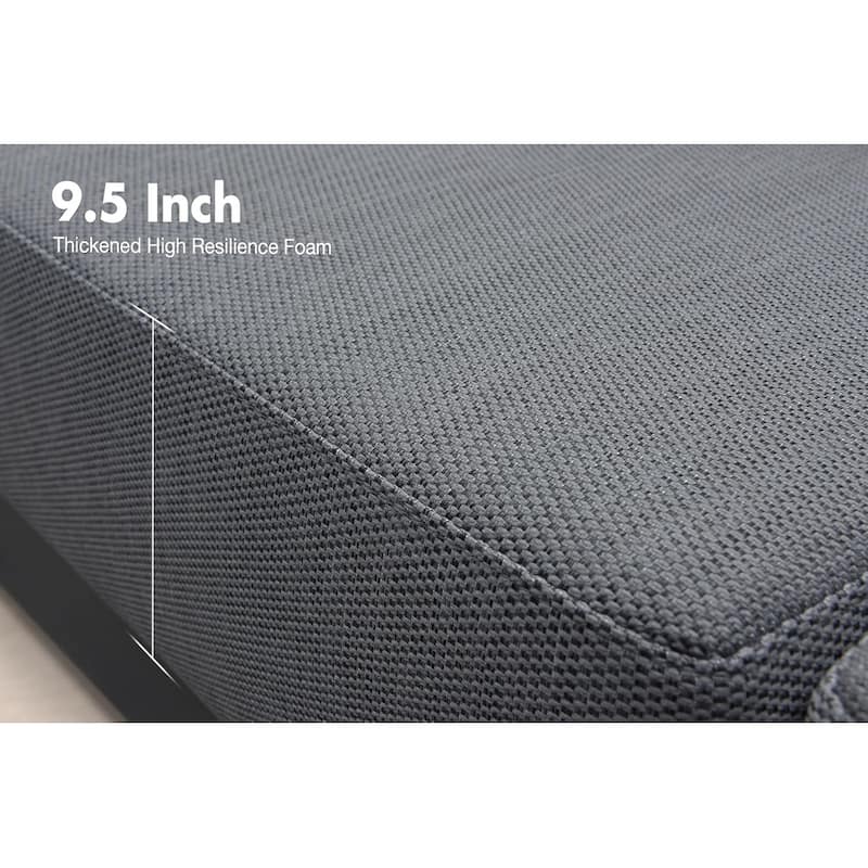 PURPLE LEAF Sanori L-shape Sectional Sofa Patio Conversation Set with Grey Ottoman and Cushion for Poolside Graden Couch