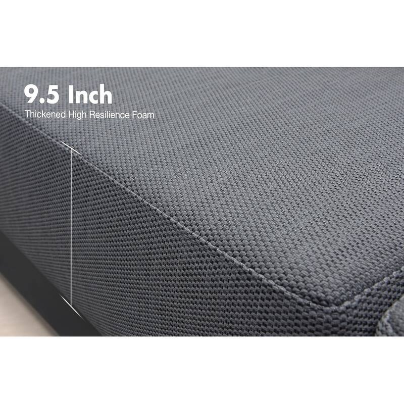 PURPLE LEAF Sanori U-Shaped Patio Conversation Set with Grey Ottoman and Cushion Living Room Sectional Sofa