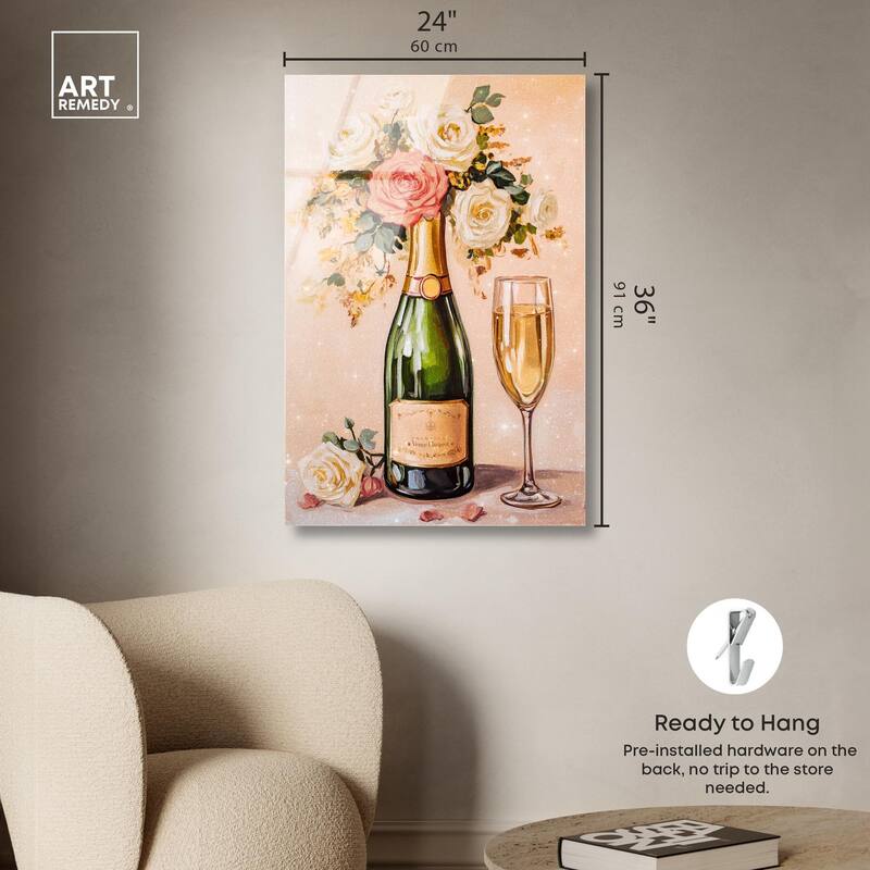 Blooming Champagne Vase Acrylic by Art Remedy, Ready to Hang