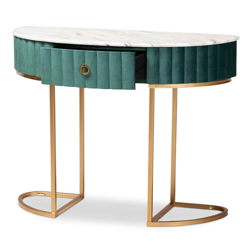 Beale Luxe and Glam Upholstered 1-Drawer Console Table