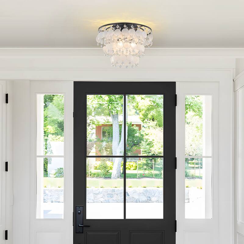 Starsky Coastal 3-Light Tiered Shell Flush Mount