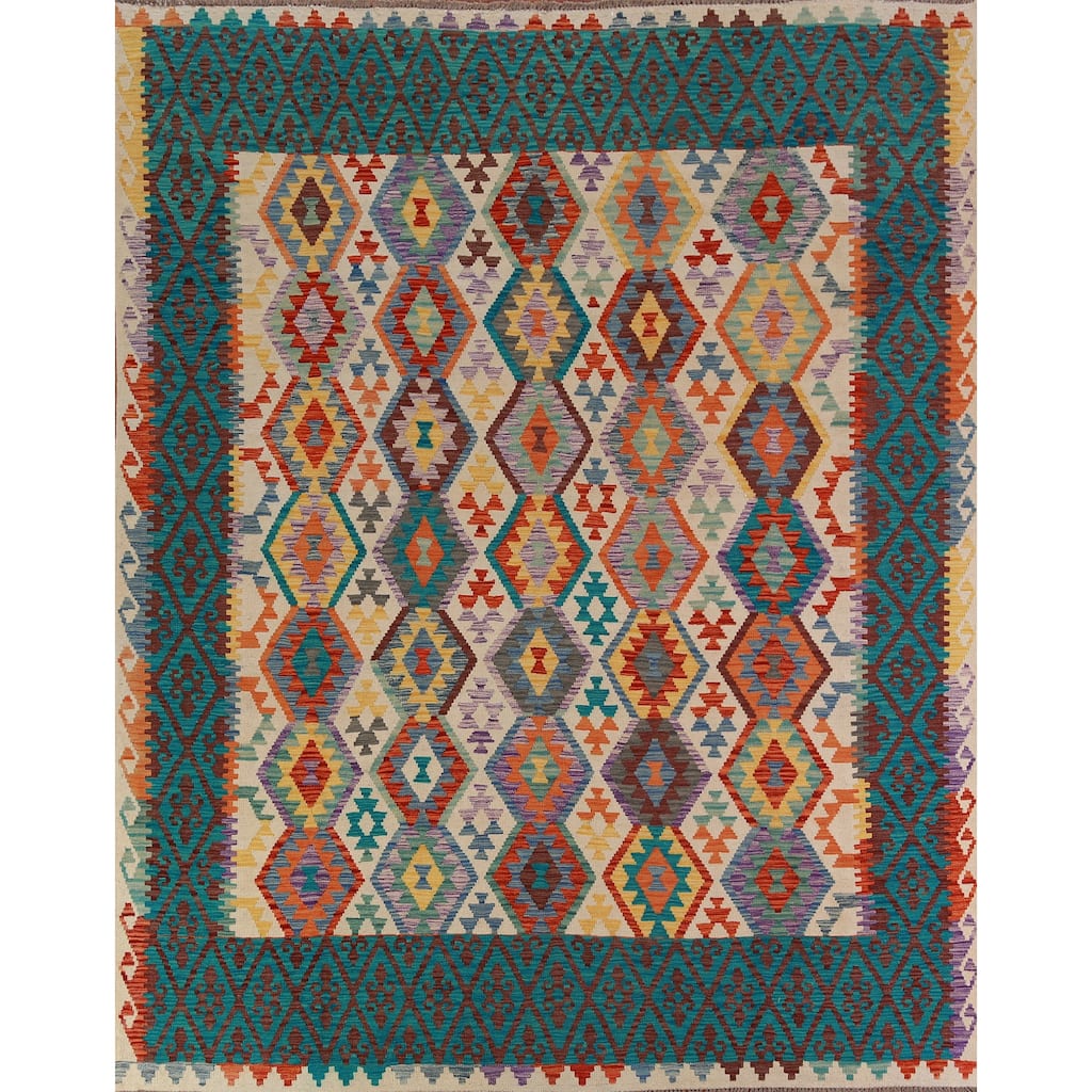 Kilim Oriental Area Rug Hand-Woven Southwestern Wool Carpet - 8'5"x 10'0"