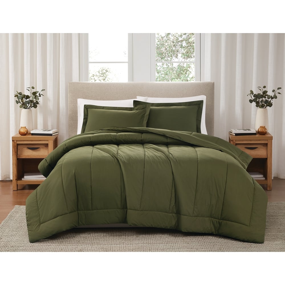 Brooklyn Loom Solid Cotton Percale Comforter Set