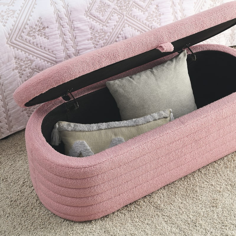 Length 45.5 inchesStorage Ottoman Bench with Safety Hinge