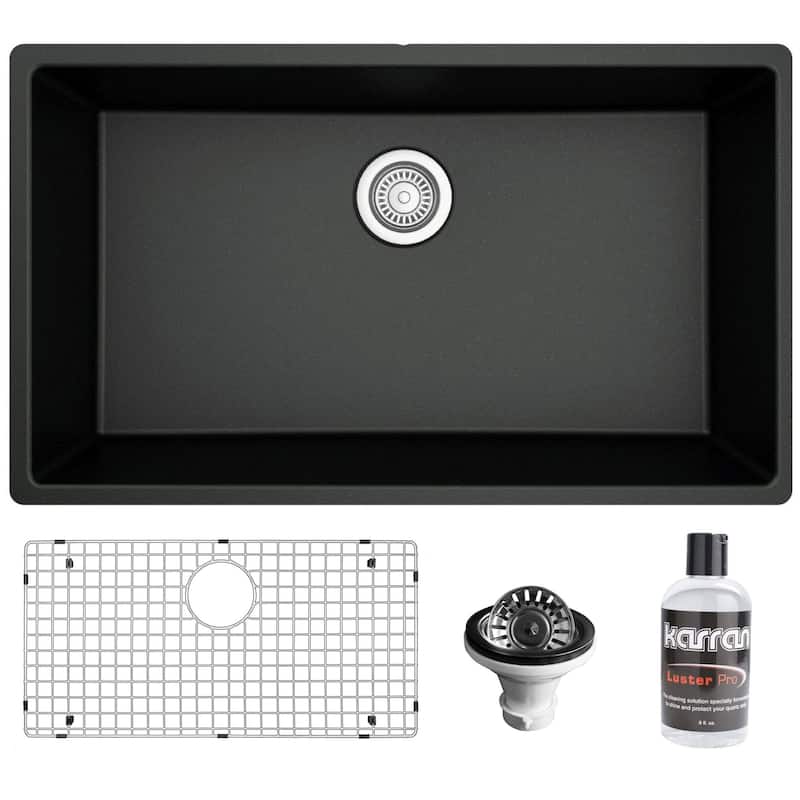 Karran USA QU-812-PK1 Quartz QU 32-1/4" Undermount Single Basin Quartz - Black