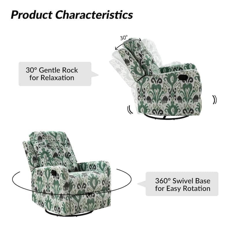 Arlette Floral Manual Swivel Recliner with Tufted Back Set of 2