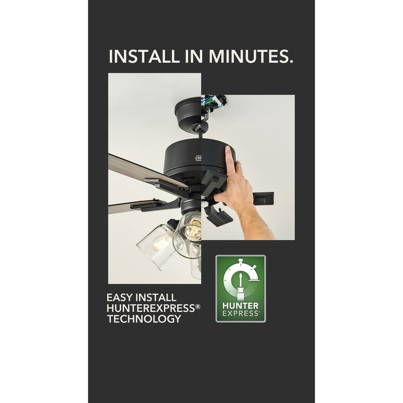 Hunter 52" Crestfield Ceiling Fan w/ LED Light Kit, Pull Chain - Farmhouse, Transitional - EASY INSTALLATION!