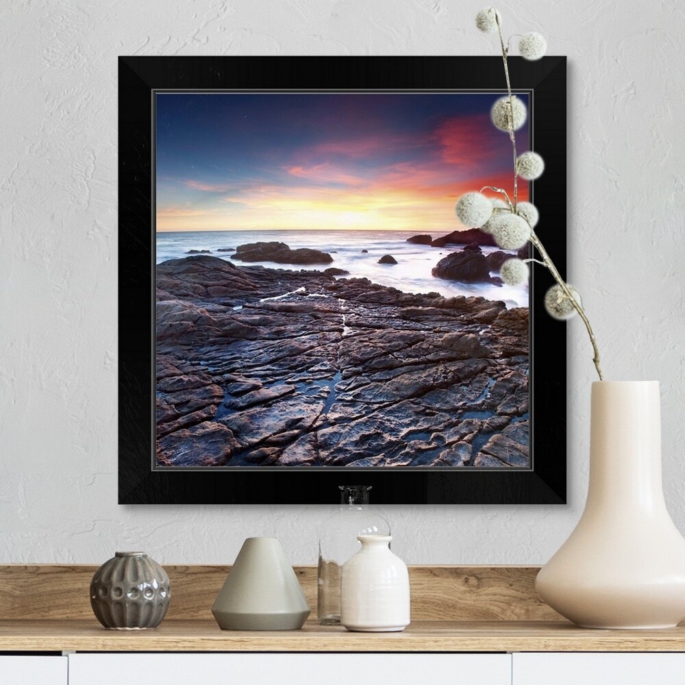 Shop Sunset On A Rocky California Beach Malibu Black Framed