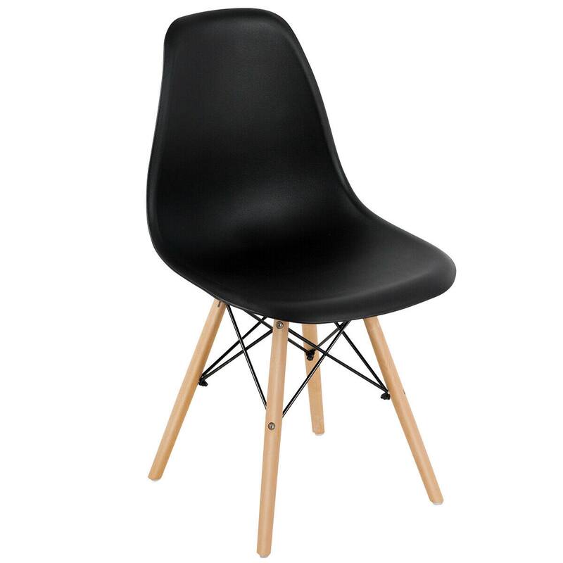 Gymax Set of 4 Modern Dining Side Chair Armless Home Office w/ Wood