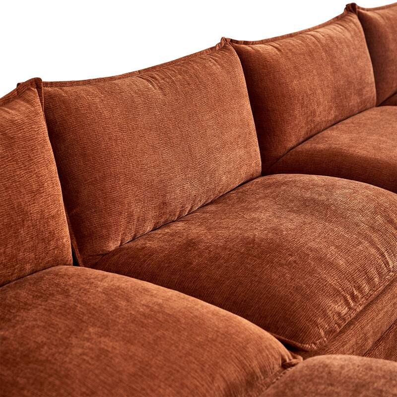 142.52" U-Shaped 6-Seater Sectional Sofa with Convertible Chaise and Ottomans, Spacious Cloud Couch for Comfort