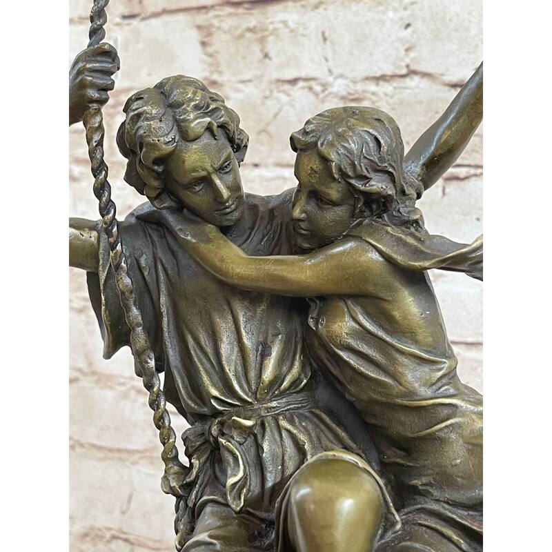 Hand Made Perfect Valentine Gift Couple In Love On Swing Set Bronze Figurine Lrg