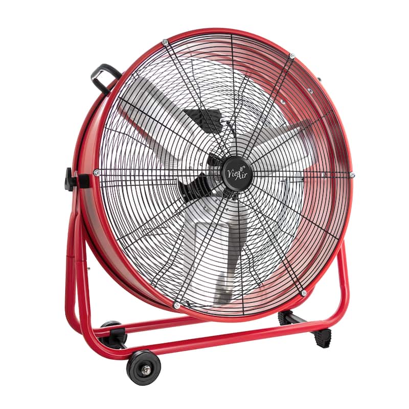 24 Inch 3 Speed Heavy-Duty Floor Drum Fan in Cherry