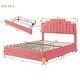 preview thumbnail 8 of 7, Pink Velvet LED Upholstered Platform Bed with RGB Lights, Stylish Metal Legs