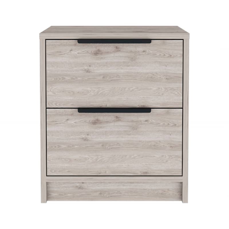 16" Wooden Nightstand with Drawer and Open Shelf Taupe Finish Side Table for Bedroom or Office