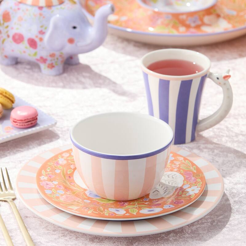 Certified International Menagerie 16 Piece Dinnerware Set, Service for 4 - 11.00"L x 11.00"W x 1.00"H