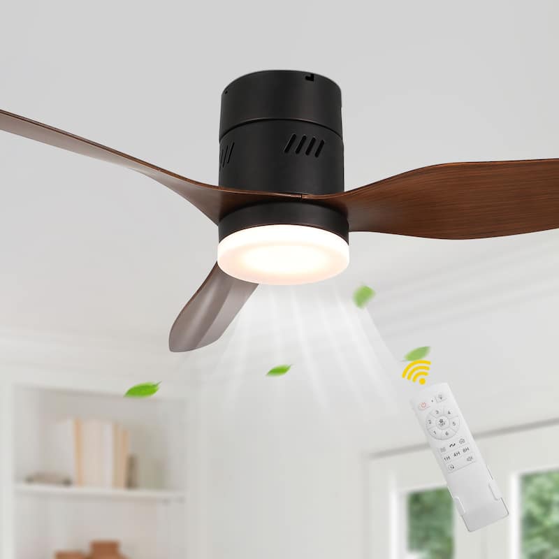 Bella Depot 46" Flush Mount Ceiling Fan with LED Light and Remote 6-Speed Reversible Fan