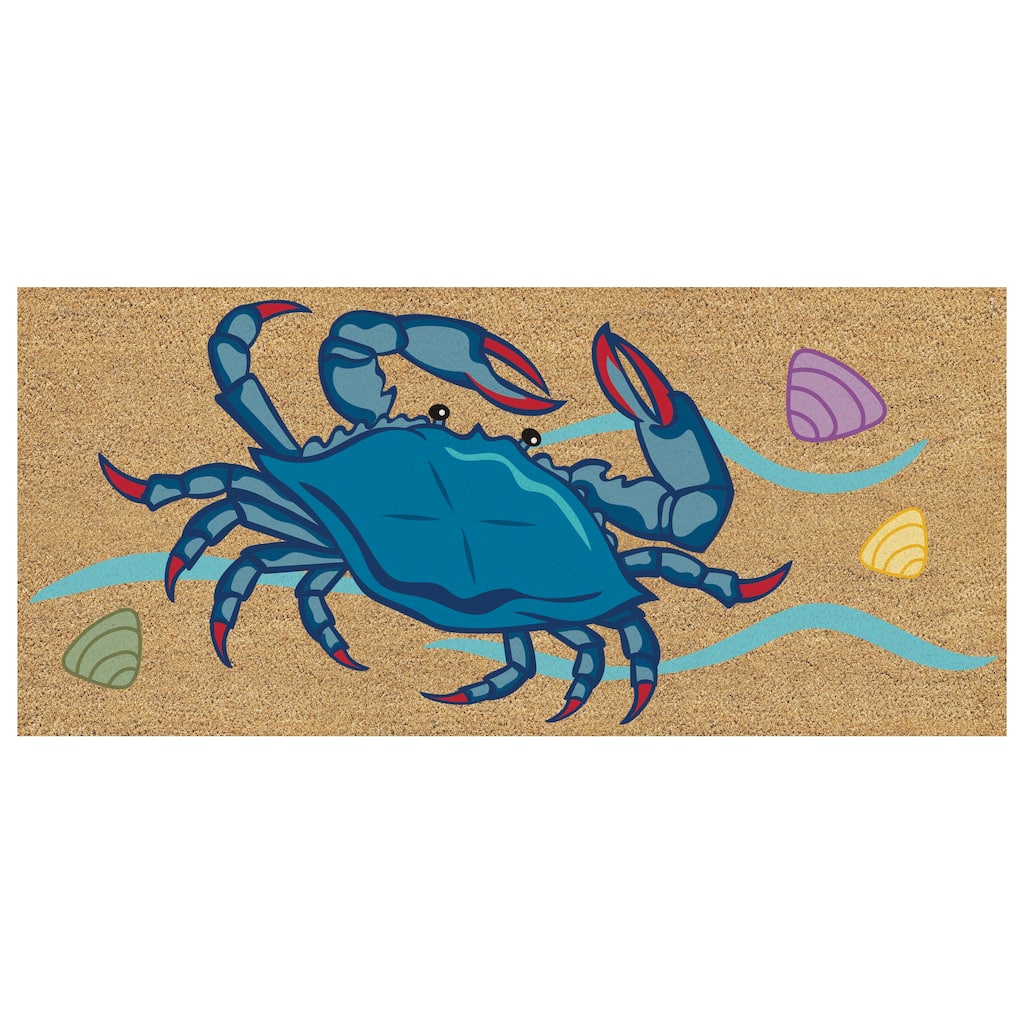 Blue Crab Flocked Coir Sassafras Switch Door Mat - 22" x 10"