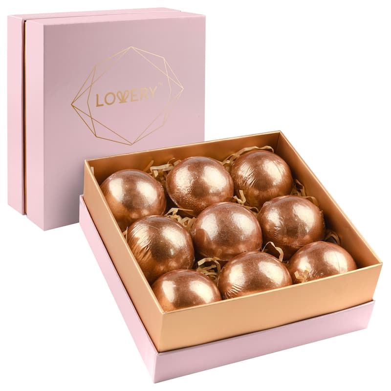 Lovery 24K Rose Gold Bath Bombs Gift Set, 9 Scented Bubble Bombs - Multi-Scented - 9 pc