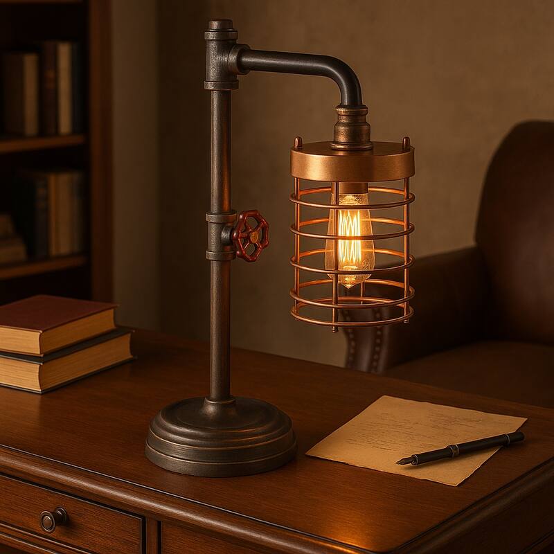 Industrial Metal Pipe Table Lamp - 18.0"