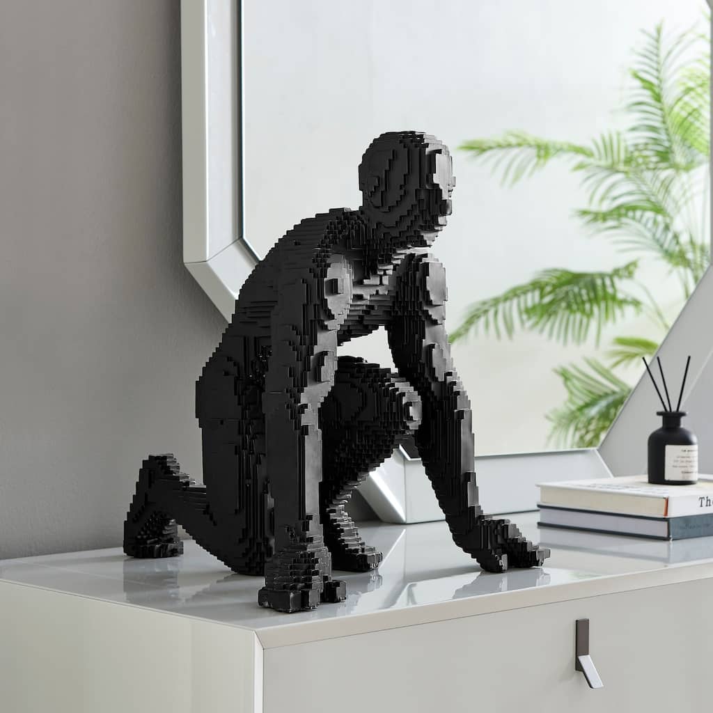 Pixel Running Man Resin Sculpture - N/A