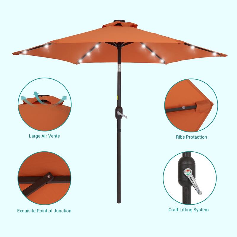 BONOSUKI 7.5ft LED Patio Umbrella Table Umbrellas,with Tilt and Crank