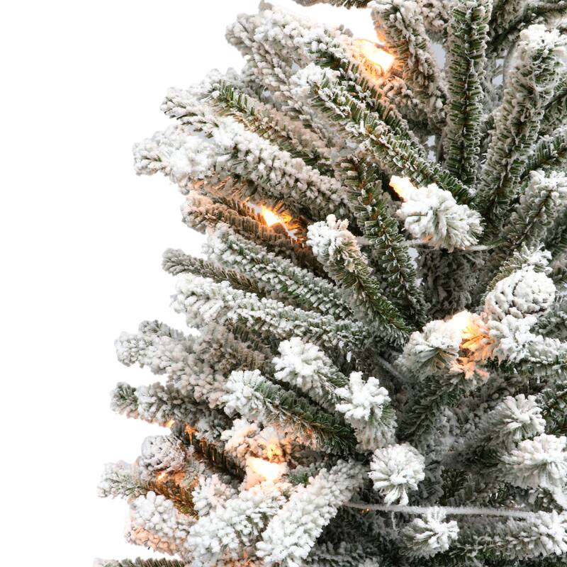 Puleo International Pre-Lit 3' Flocked Fir Artificial Christmas Tree