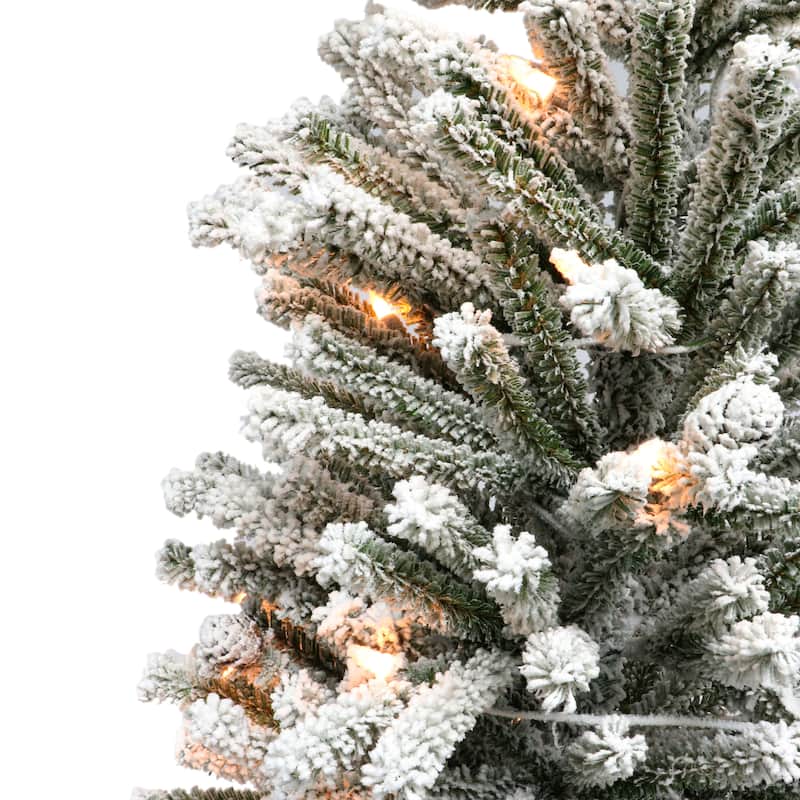 Puleo International Pre-Lit 3' Flocked Fir Artificial Christmas Tree