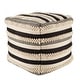 preview thumbnail 2 of 0, Morwena Indoor/ Outdoor Striped Black/ Cream Cube Pouf - 16"X16"X16"