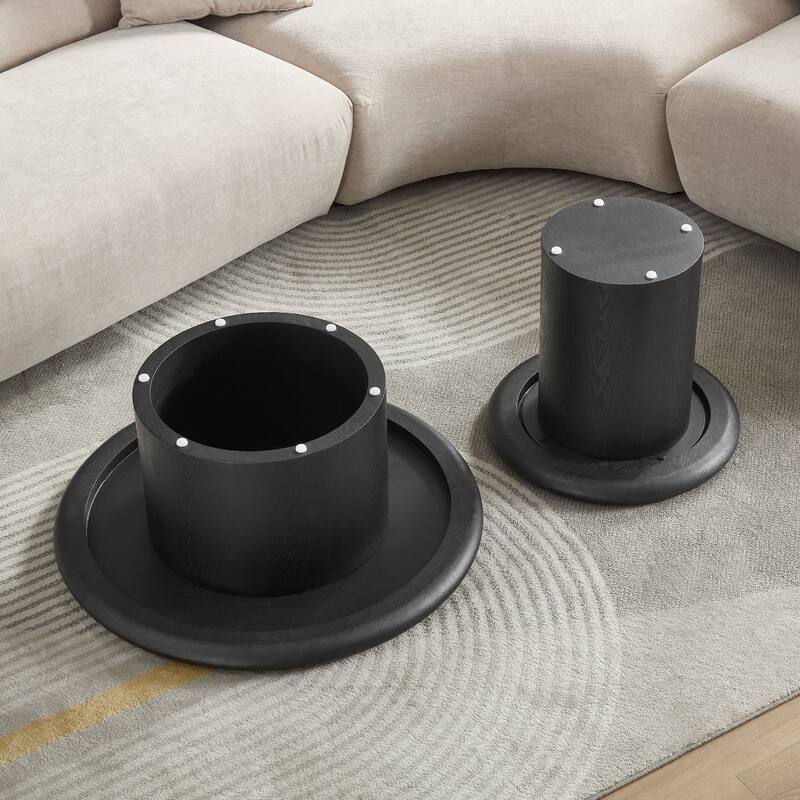 2-Piece Modern Round Coffee Table Set