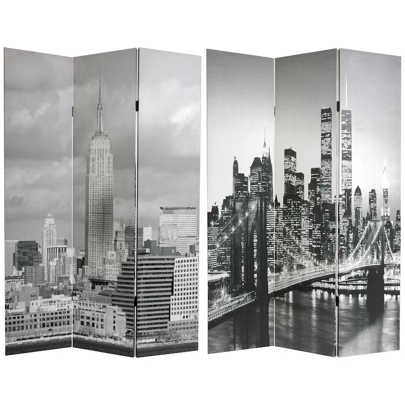 Handmade Canvas New York City Double-sided Room Divider (China)