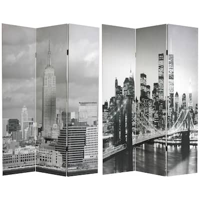 Handmade Canvas New York City Double-sided Room Divider (China)