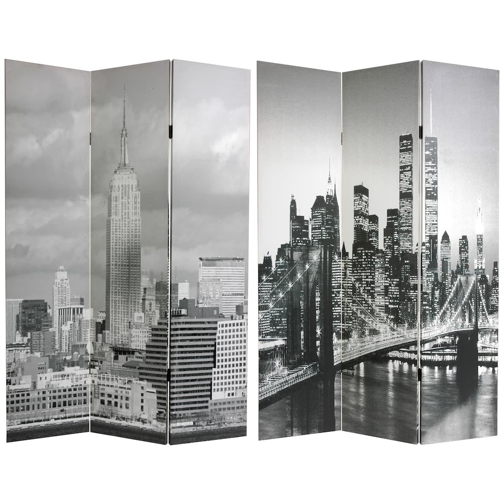 Handmade Canvas New York City Double-sided Room Divider (China)