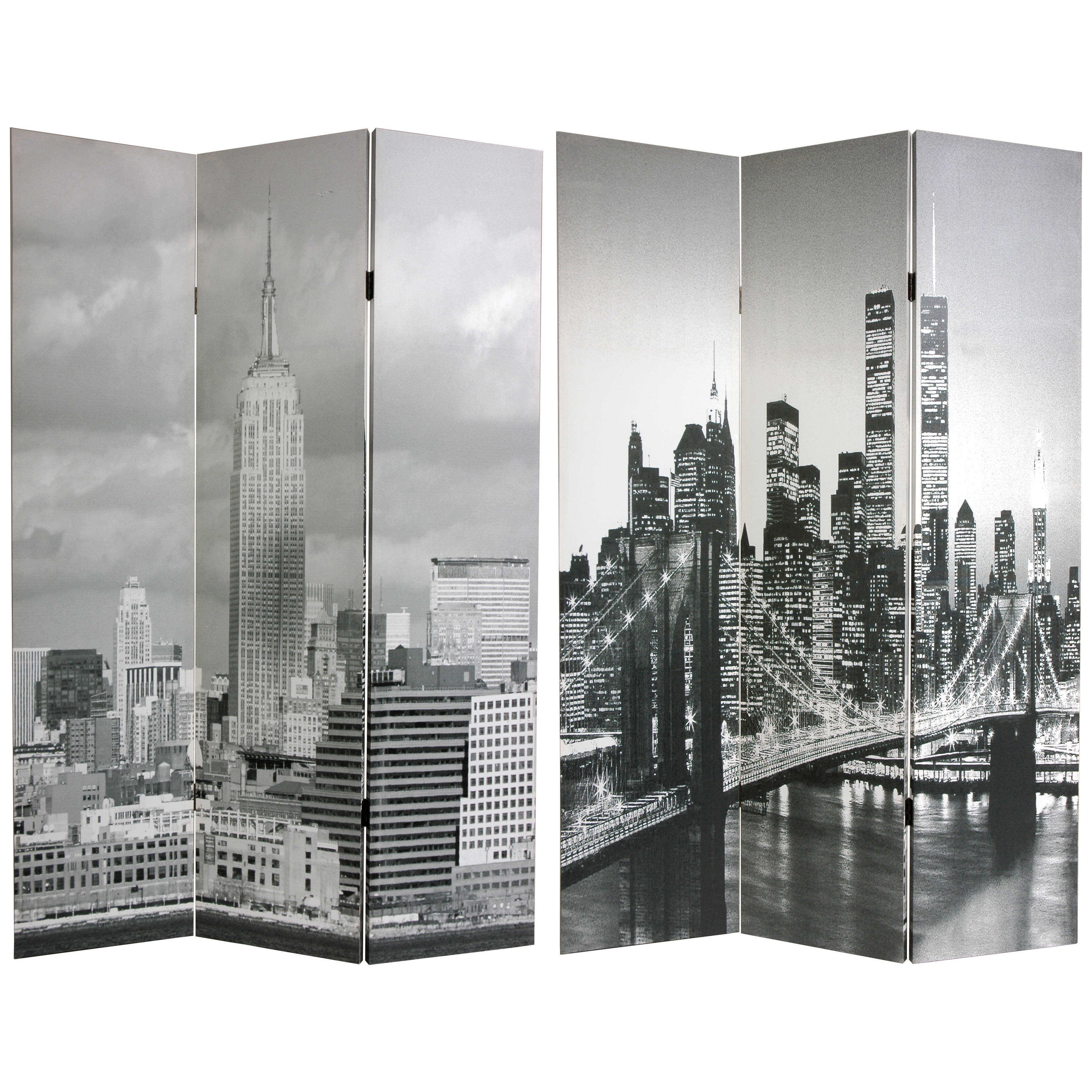 Handmade Canvas New York City Double-sided Room Divider (China)